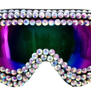 Occhiali da Sci o Snowboard Anni 80 con Diamanti di Strass