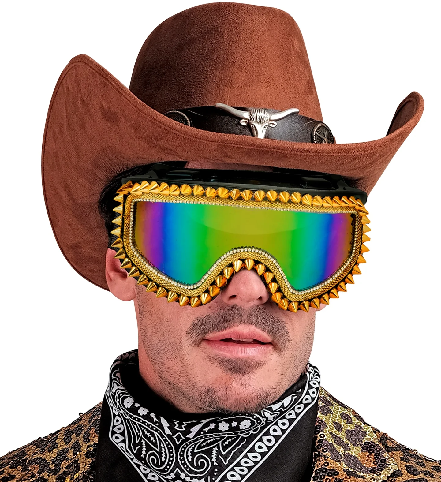 Occhiali da Sci o Snowboard Dorati con Pietre e Punte - immagine 5