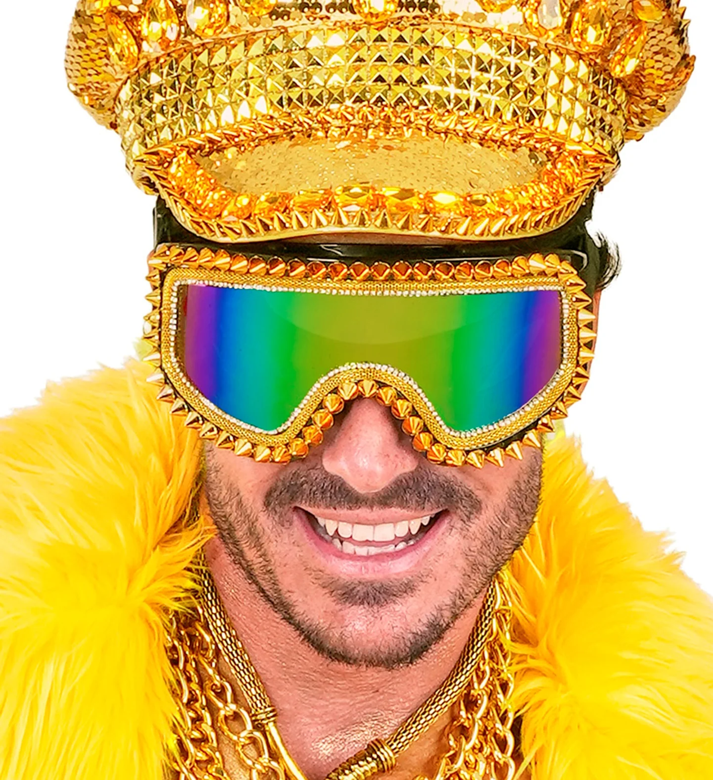 Occhiali da Sci o Snowboard Dorati con Pietre e Punte - immagine 7