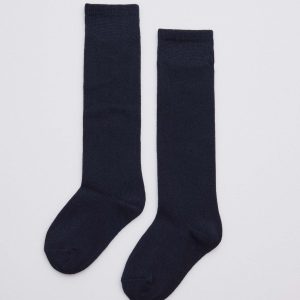 Calzini lunghi da bambino in cotone blu navy