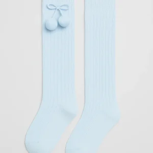 Calzini con pom pom azzurro