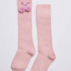 Calzini lunghi con pompon pastello