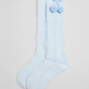 Calzini lunghi traforati per bambini di colore azzurro