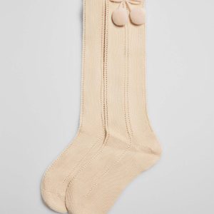 Calzini lunghi traforati beige per bambini