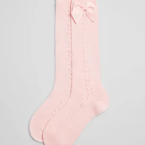 Calzini lunghi traforati rosa per bambini