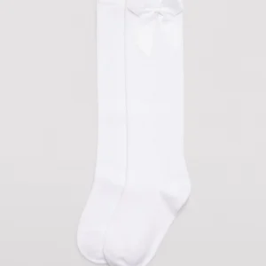 Calzino lungo da bambino con dettaglio fiocco bianco