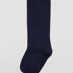 Calzino lungo da bambino a coste blu navy
