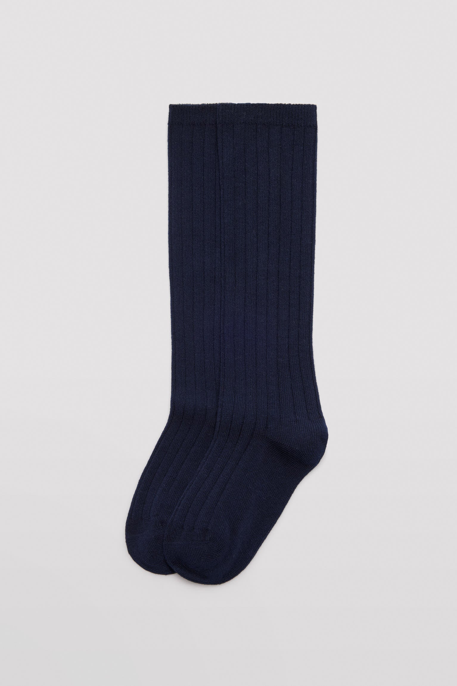 Calzino lungo da bambino a coste blu navy