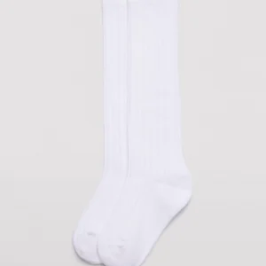 Calzino lungo da bambino a coste bianche