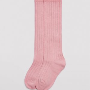 Calzino lungo da bambino a coste rosa
