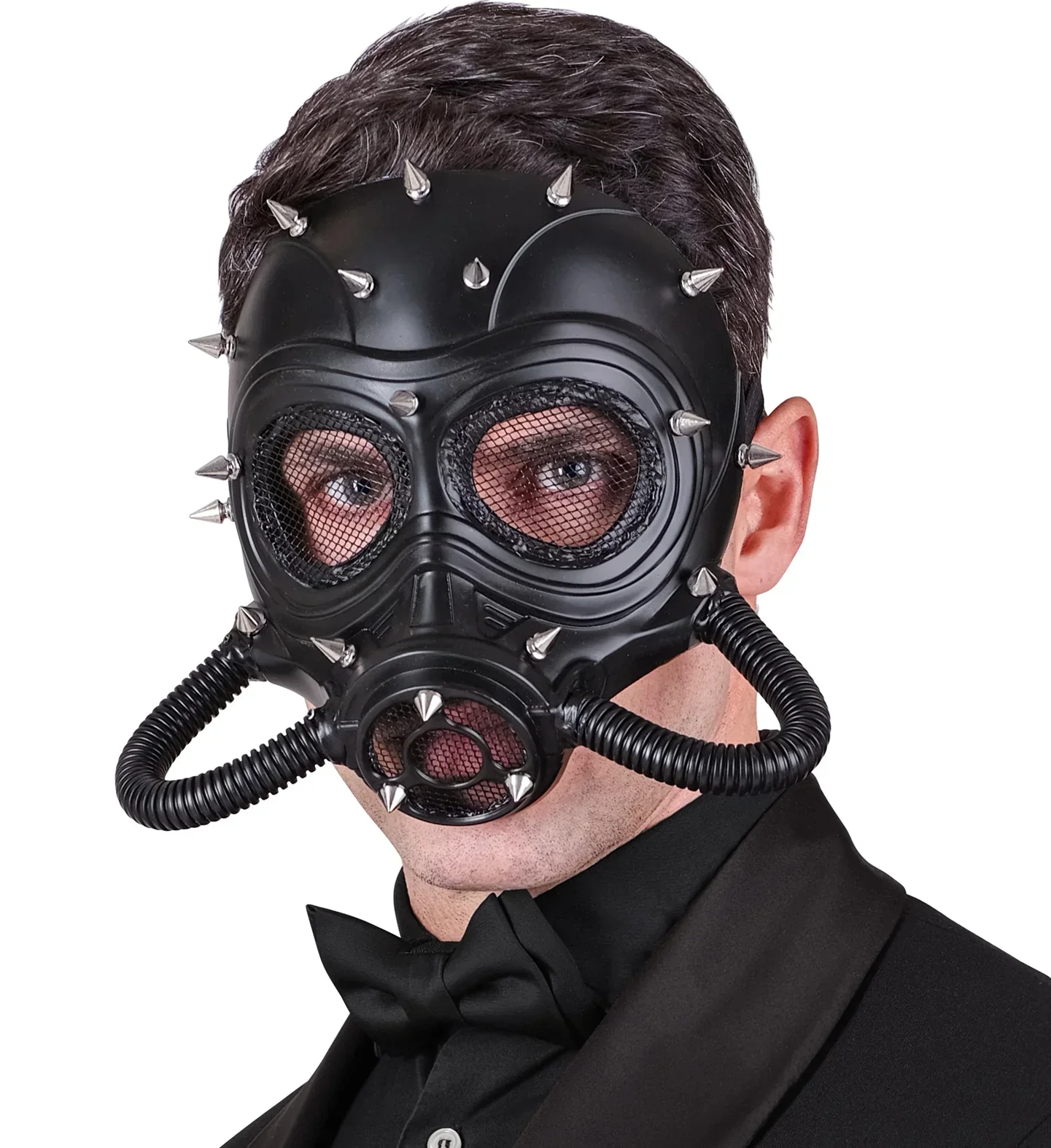 Maschera a Gas Steampunk Nera con Punte - immagine 5
