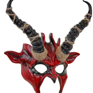 Maschera di Demone Belzebù con Corna Lunghe