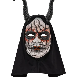 Maschera da Demone con Cappuccio e Corna