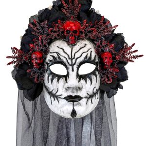 Maschera di Regina della Morte con Rose Nere e Velo