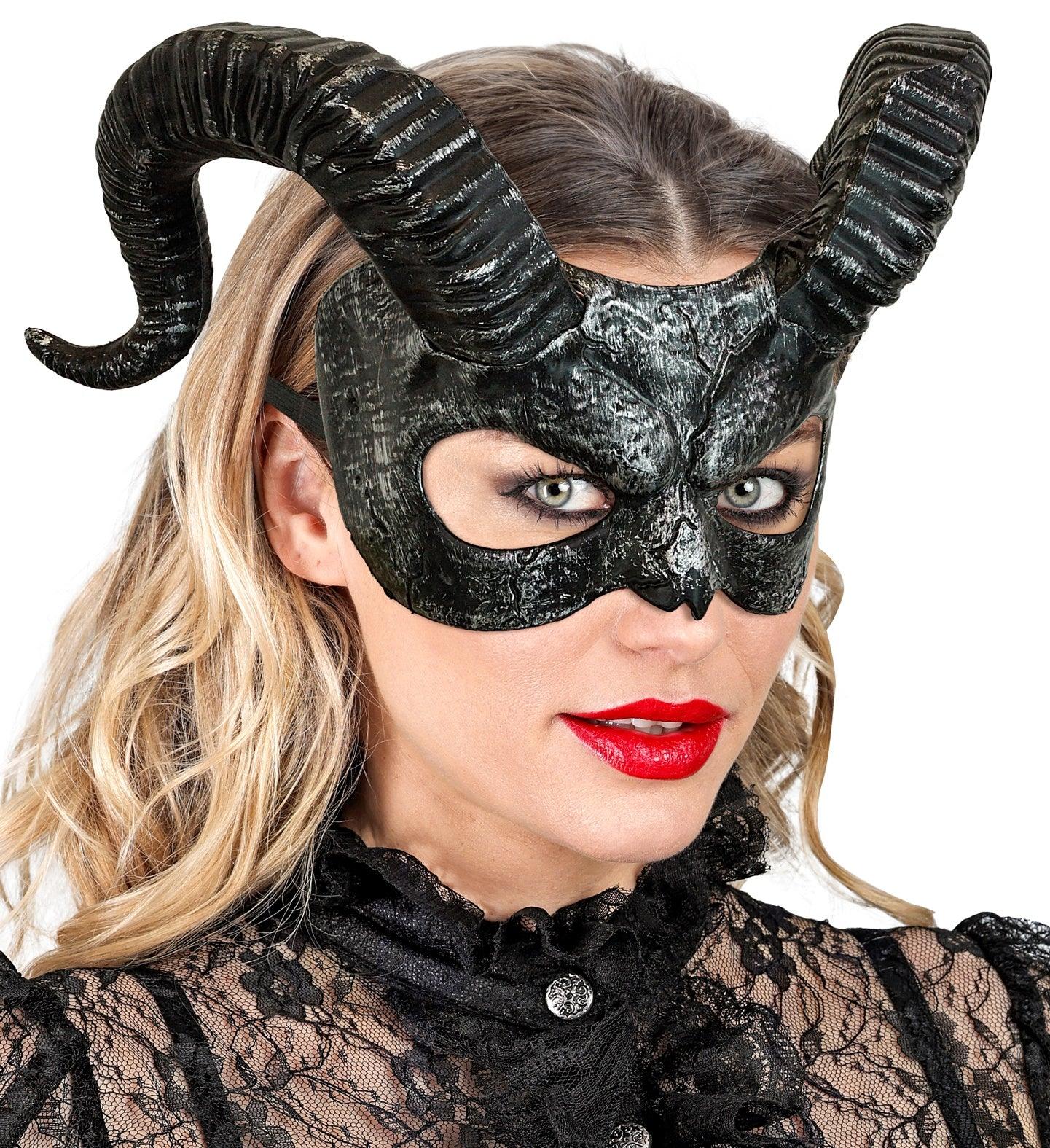 Maschera di Diavolo Nero con Corna - immagine 4