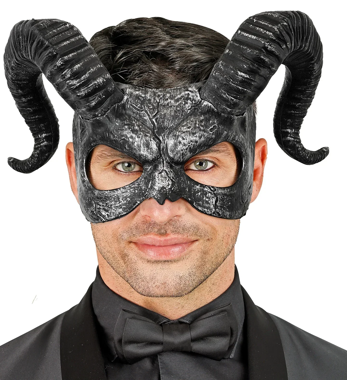 Maschera di Diavolo Nero con Corna - immagine 5