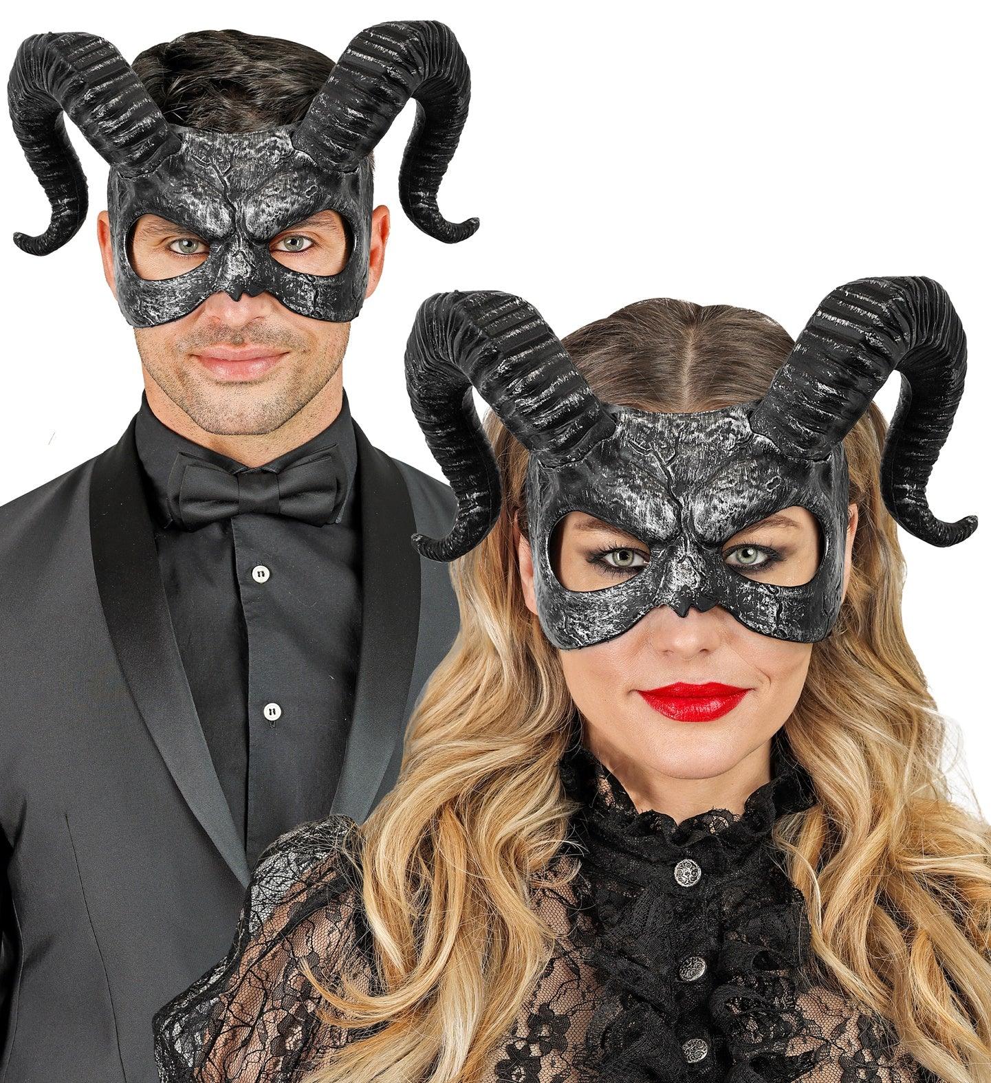 Maschera di Diavolo Nero con Corna - immagine 3