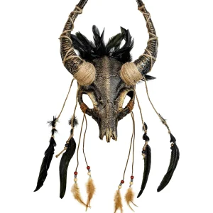 Maschera da Sciamano con Teschio con Corna e Piume