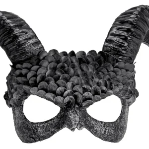 Maschera di Angelo Caduto Nero con Corna