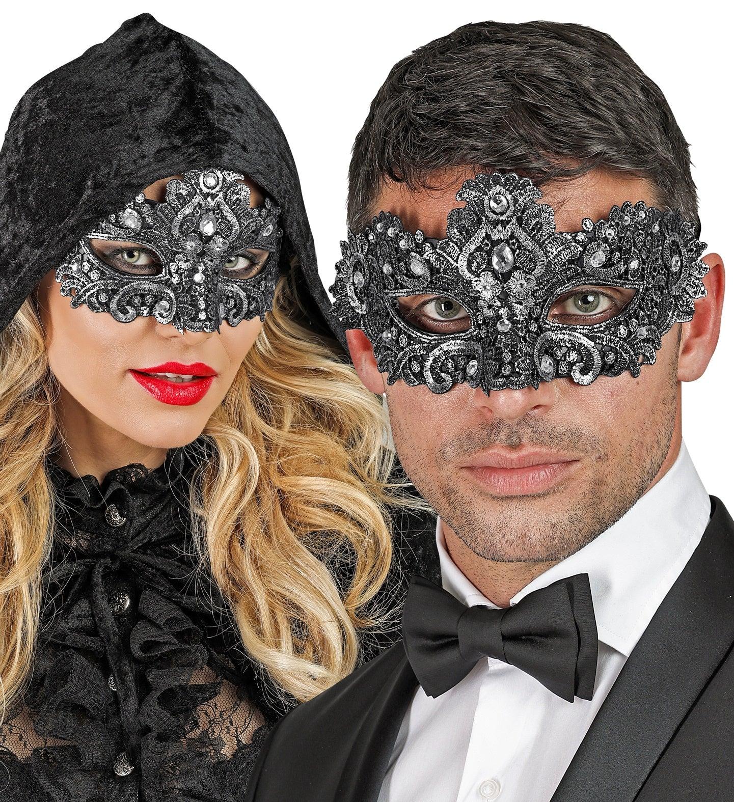 Maschera argentata decorata con pietre preziose - immagine 3