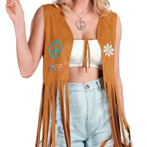 Gilet Hippie Decorato con Frange Lunghe