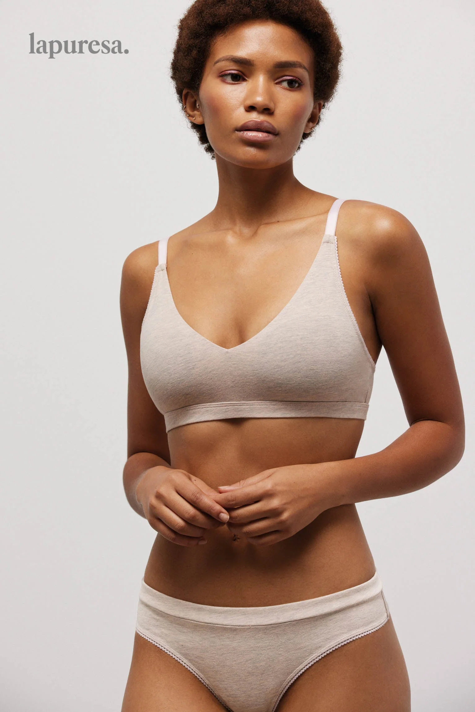 Reggiseno imbottito senza ferretto in cotone biologico beige