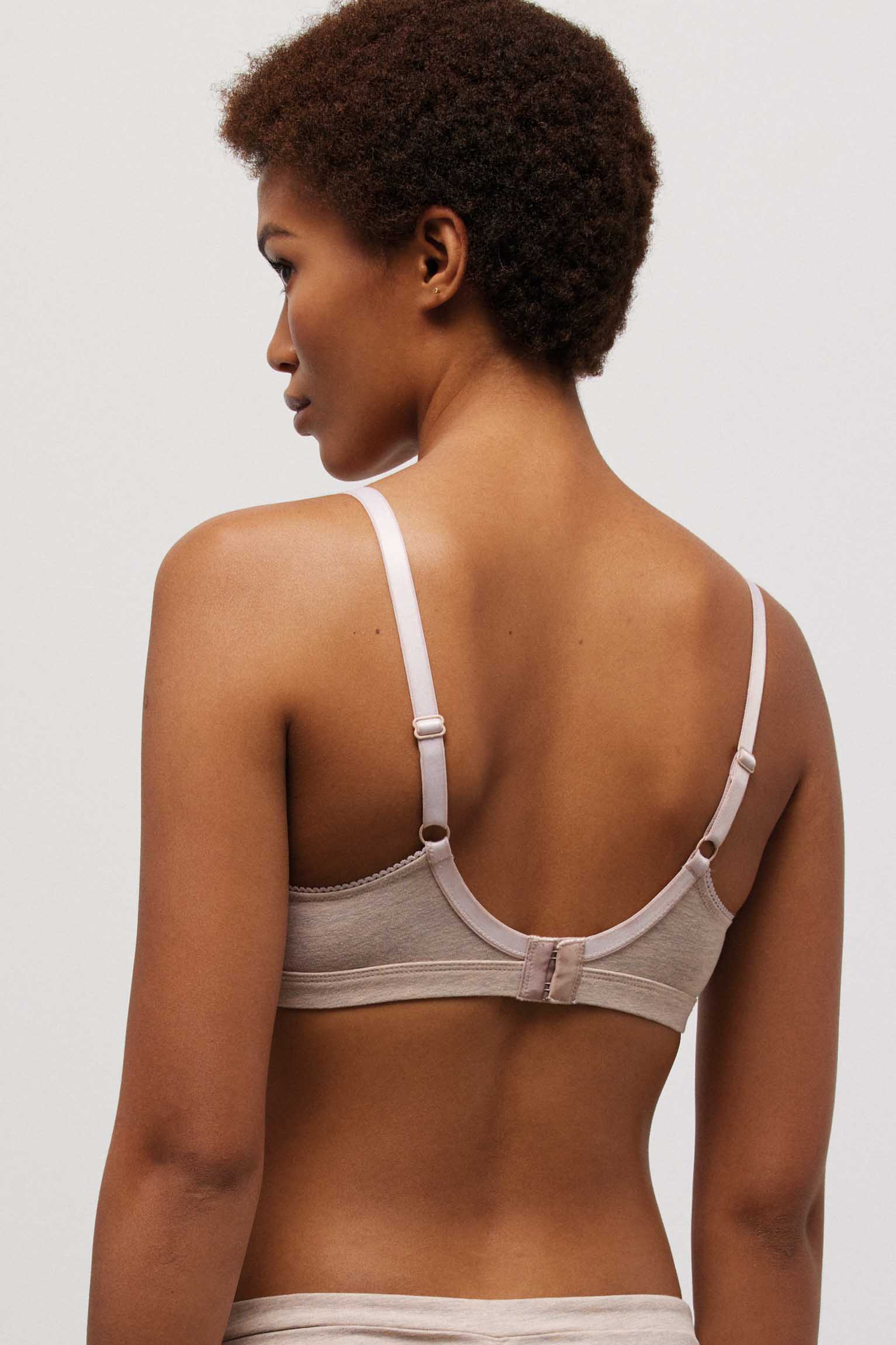Reggiseno imbottito senza ferretto in cotone biologico beige - immagine 6