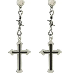 Orecchini metallici con croci nere