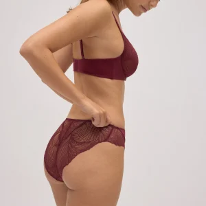 Slip midi in pizzo granato