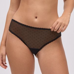 Slip midi in plumetis nero