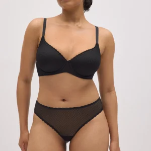 Completo reggiseno imbottito con ferretto coppa C e slip midi neri