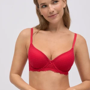 Reggiseno imbottito con ferretto in pizzo rosso
