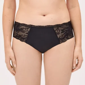 Slip midi con dettagli in pizzo nero