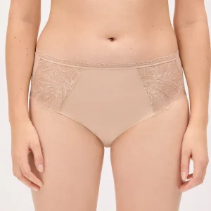 Slip midi con dettagli in pizzo color carne