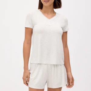 Pigiama leggero, maglietta a maniche corte e pantaloncini grigi