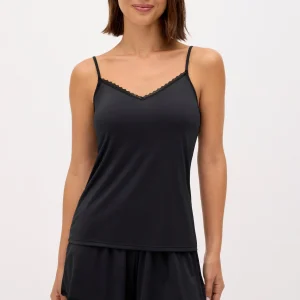 Pigiama con bretelle in pizzo nero