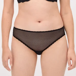 Slip midi in plumetis nero