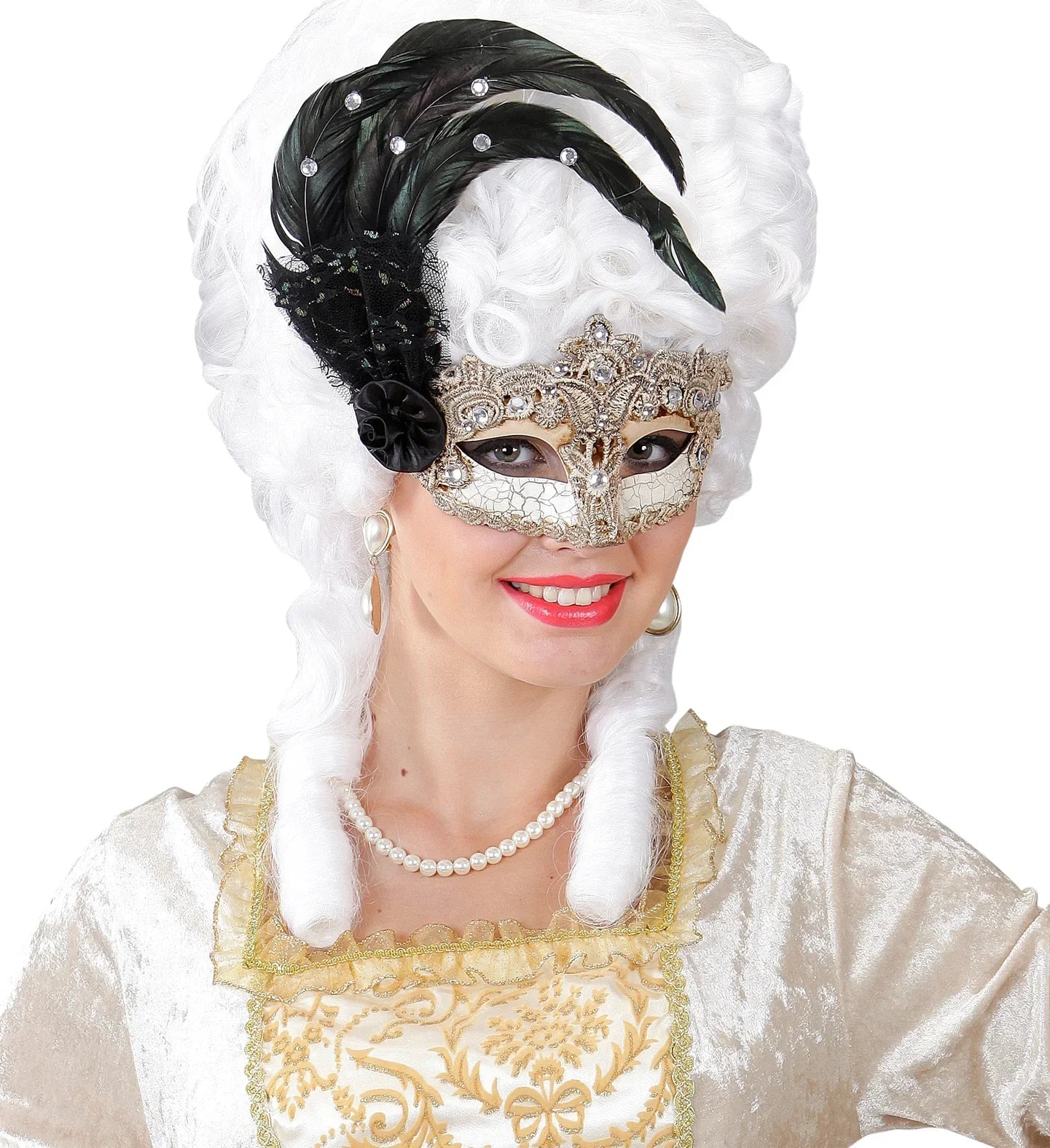 Maschera argentata decorata con pietre preziose - immagine 7