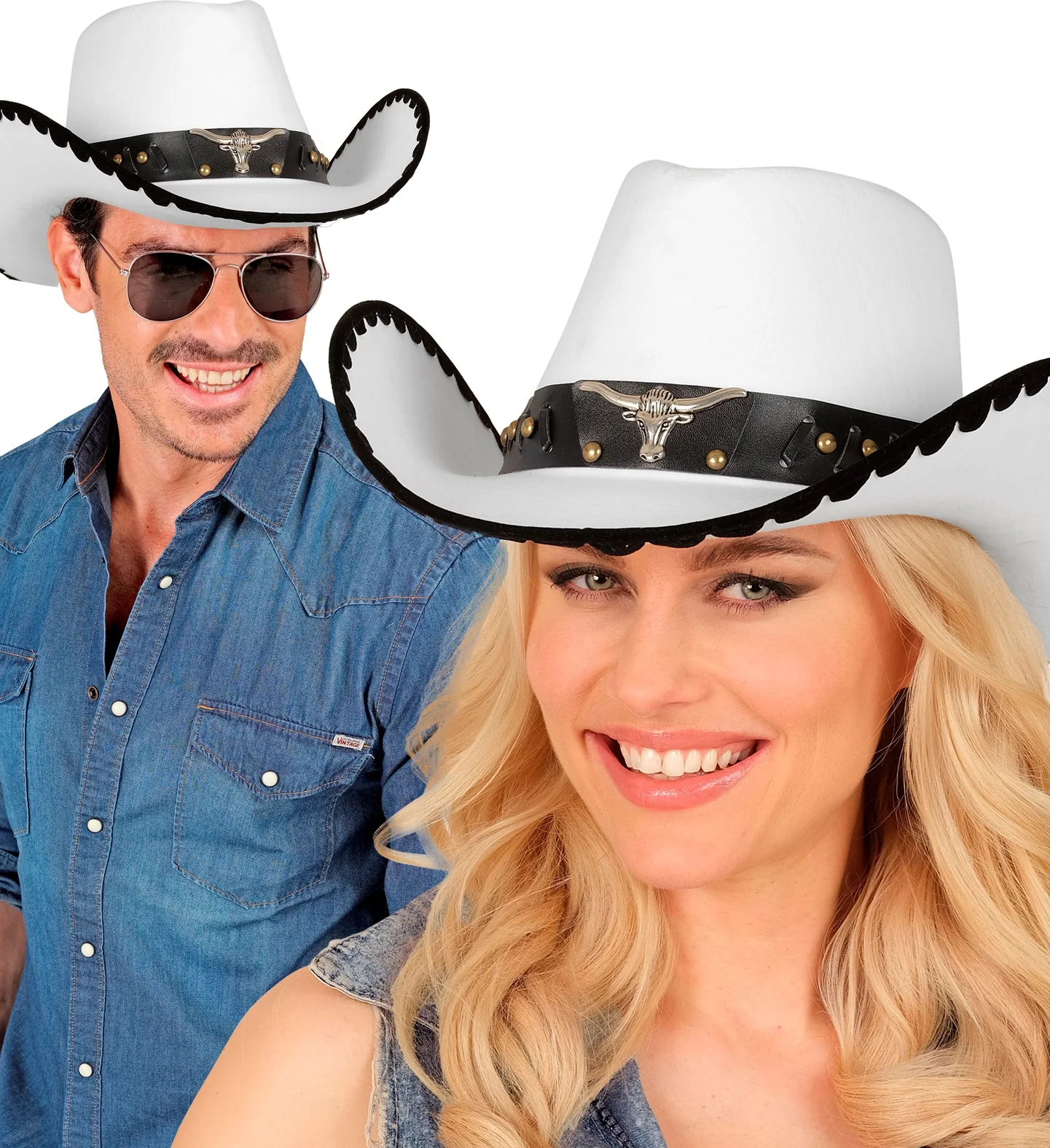 Cappello da Cowboy Texano Bianco - immagine 3