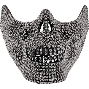 Media Maschera di Teschio con Pietre di Strass