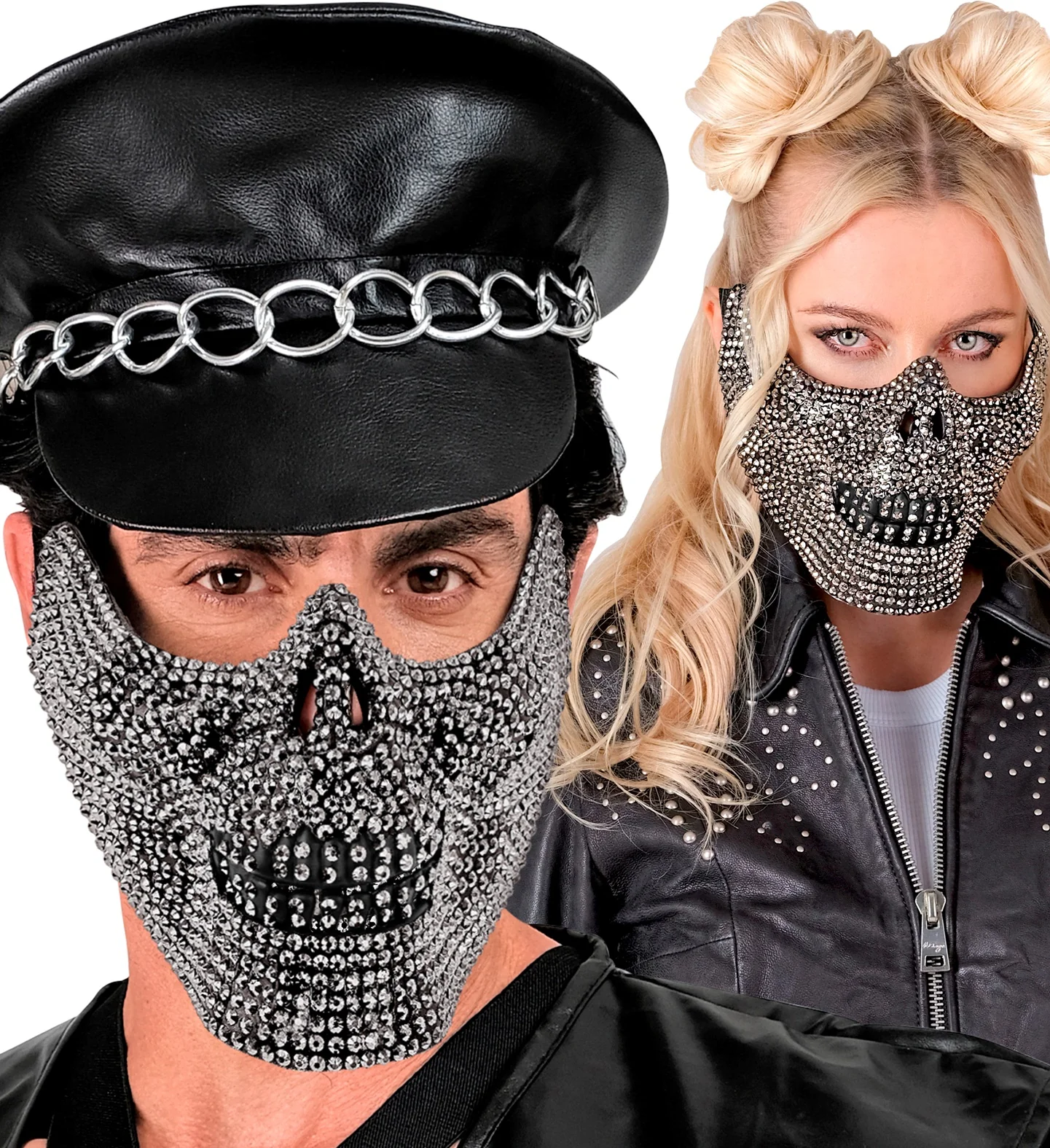 Media Maschera di Teschio con Pietre di Strass - immagine 3