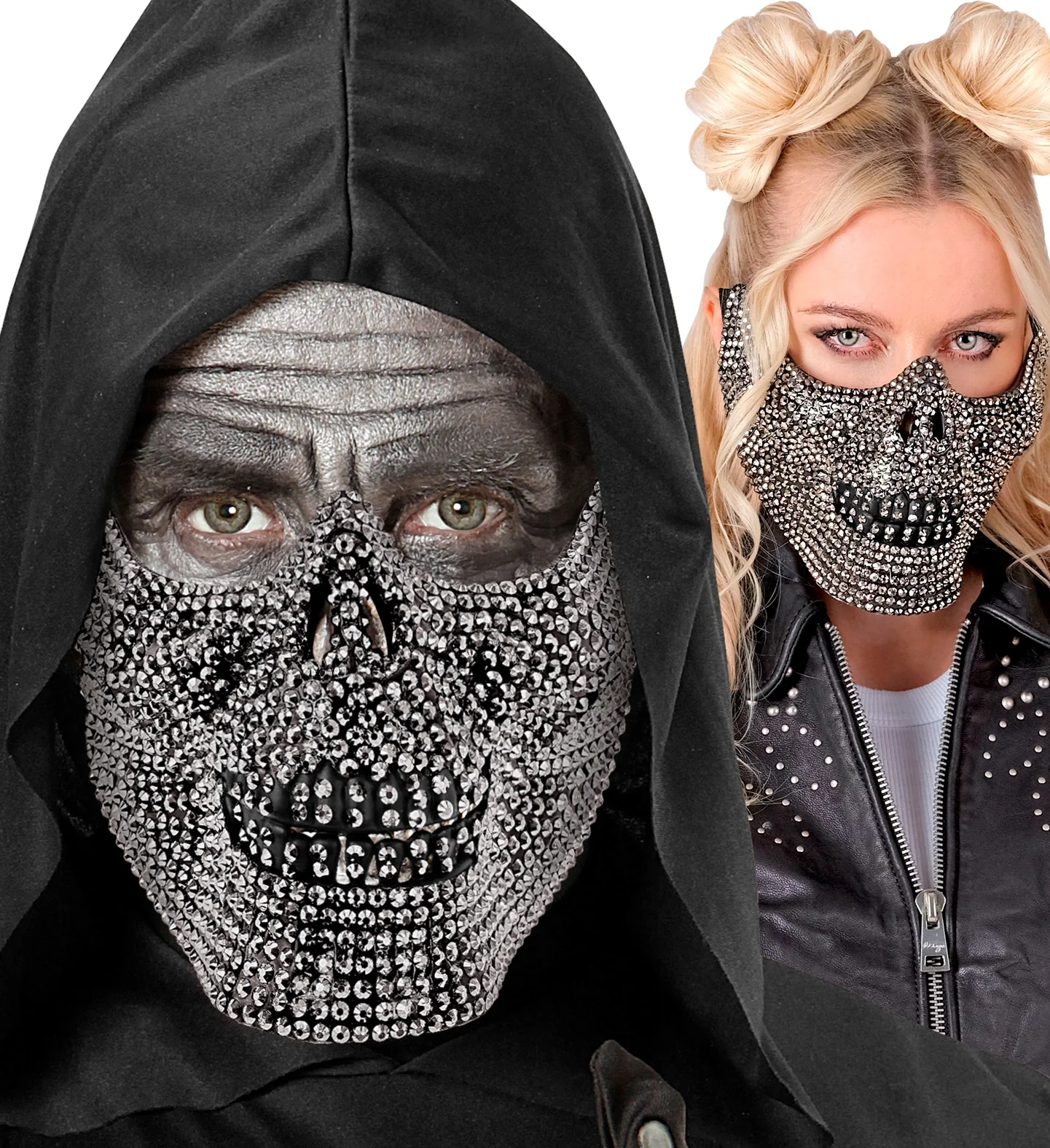 Media Maschera di Teschio con Pietre di Strass - immagine 4