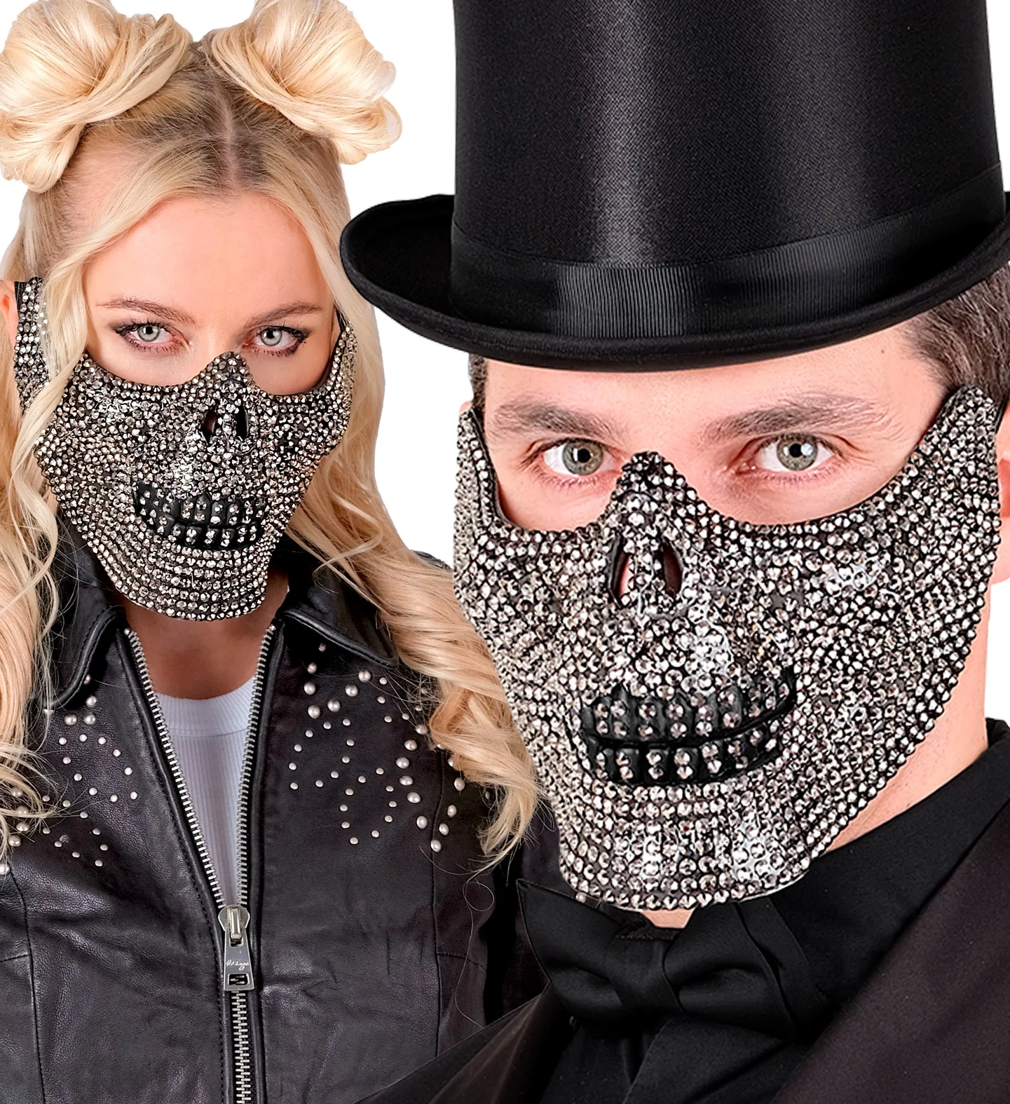 Media Maschera di Teschio con Pietre di Strass - immagine 5