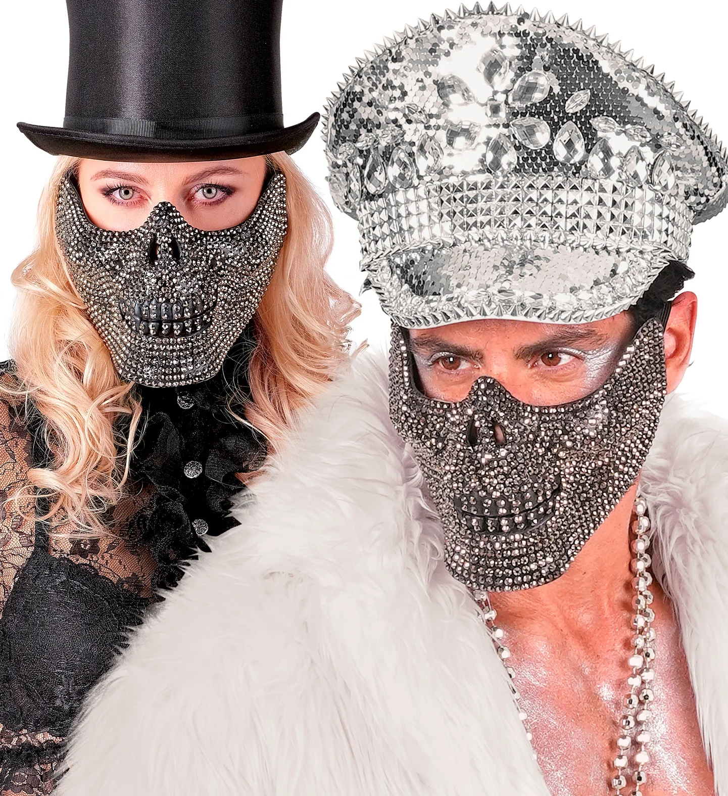 Media Maschera di Teschio con Pietre di Strass - immagine 6