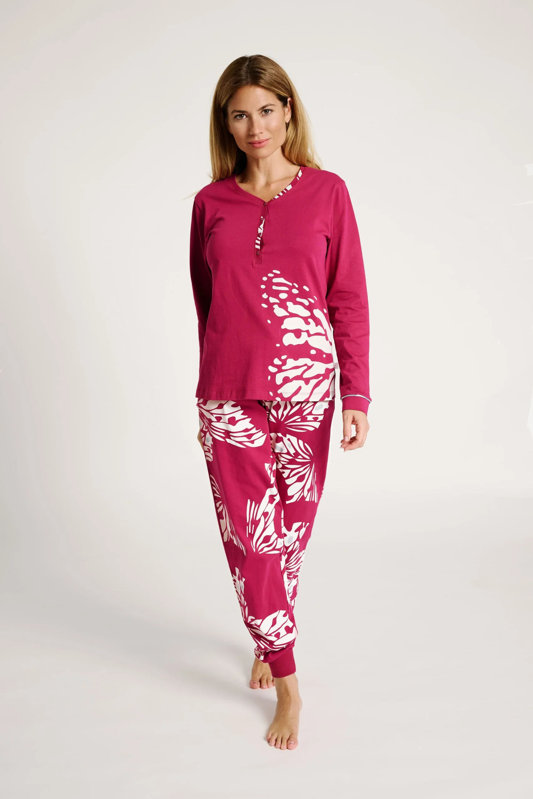 Pigiama lungo con stampa a foglie | MUYDEMI