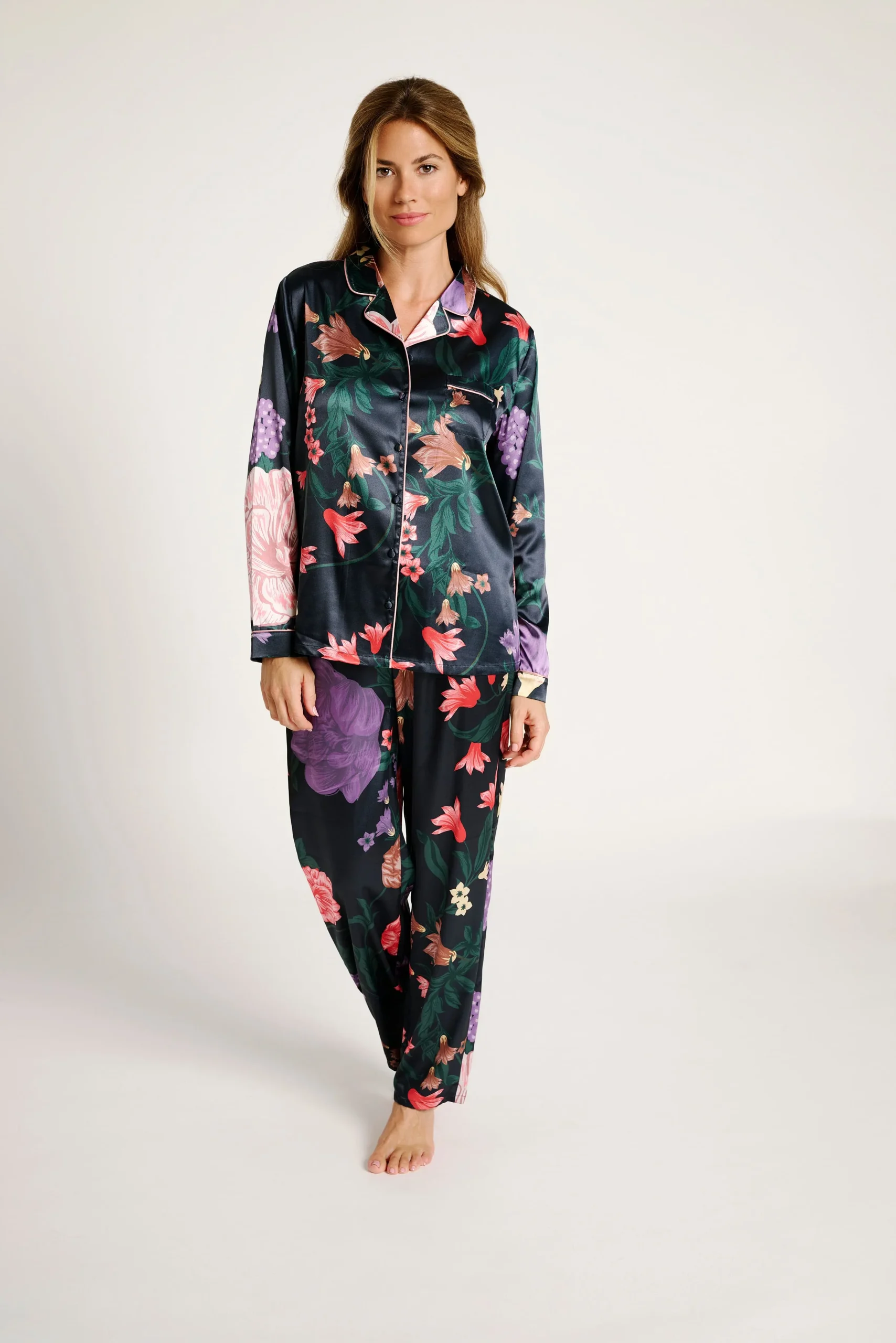 Camicia da pigiama in raso con stampa floreale | MUYDEMI - immagine 3