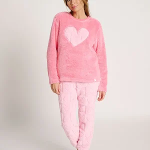Pigiama in pile con dettagli a forma di cuore in rilievo | MUYDEMI