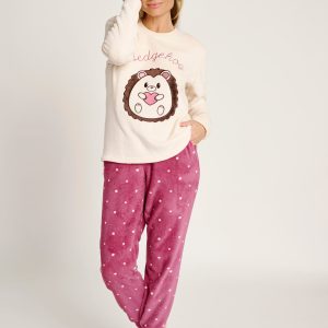 Pigiama in pile con stampa riccio e pois | MUYDEMI