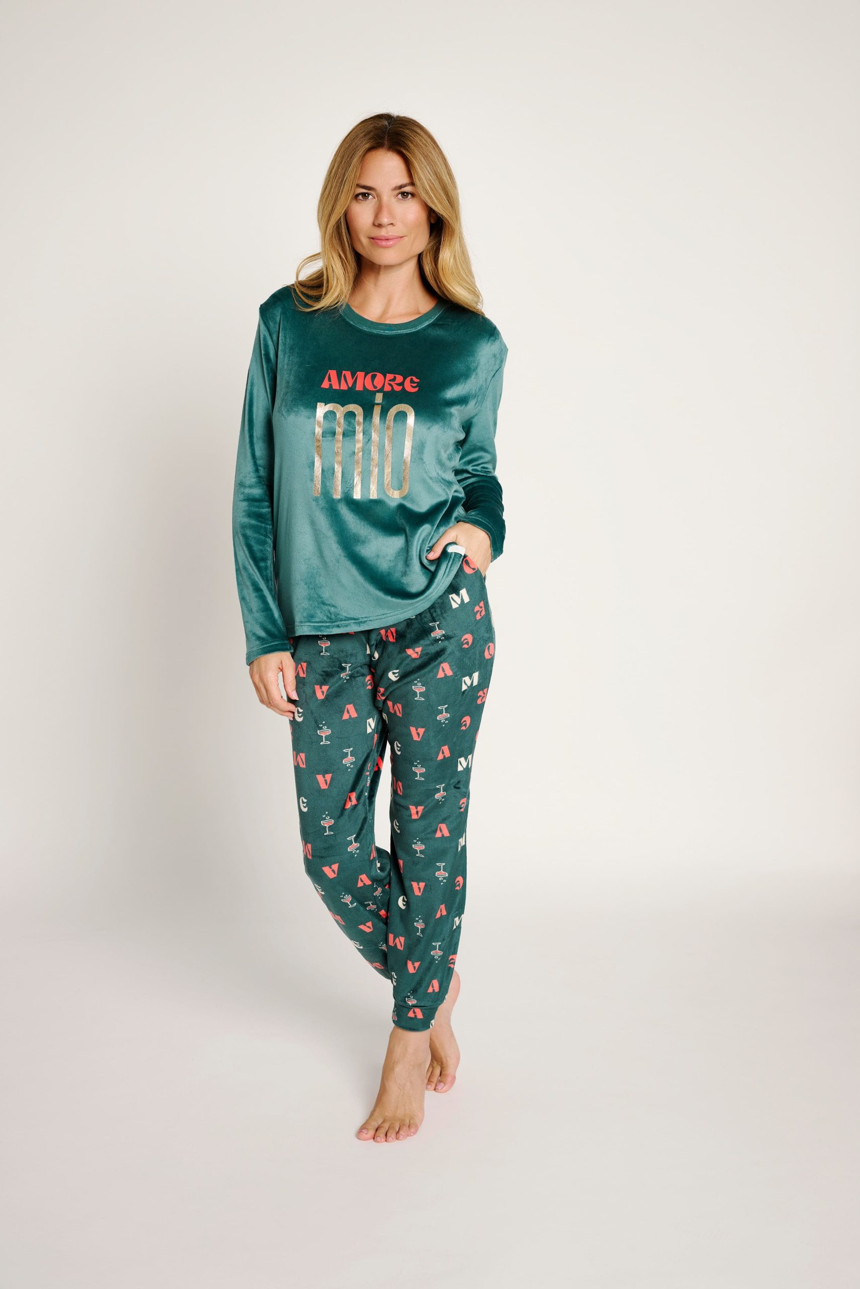 Pigiama in velluto stampato Amore mio | MUYDEMI