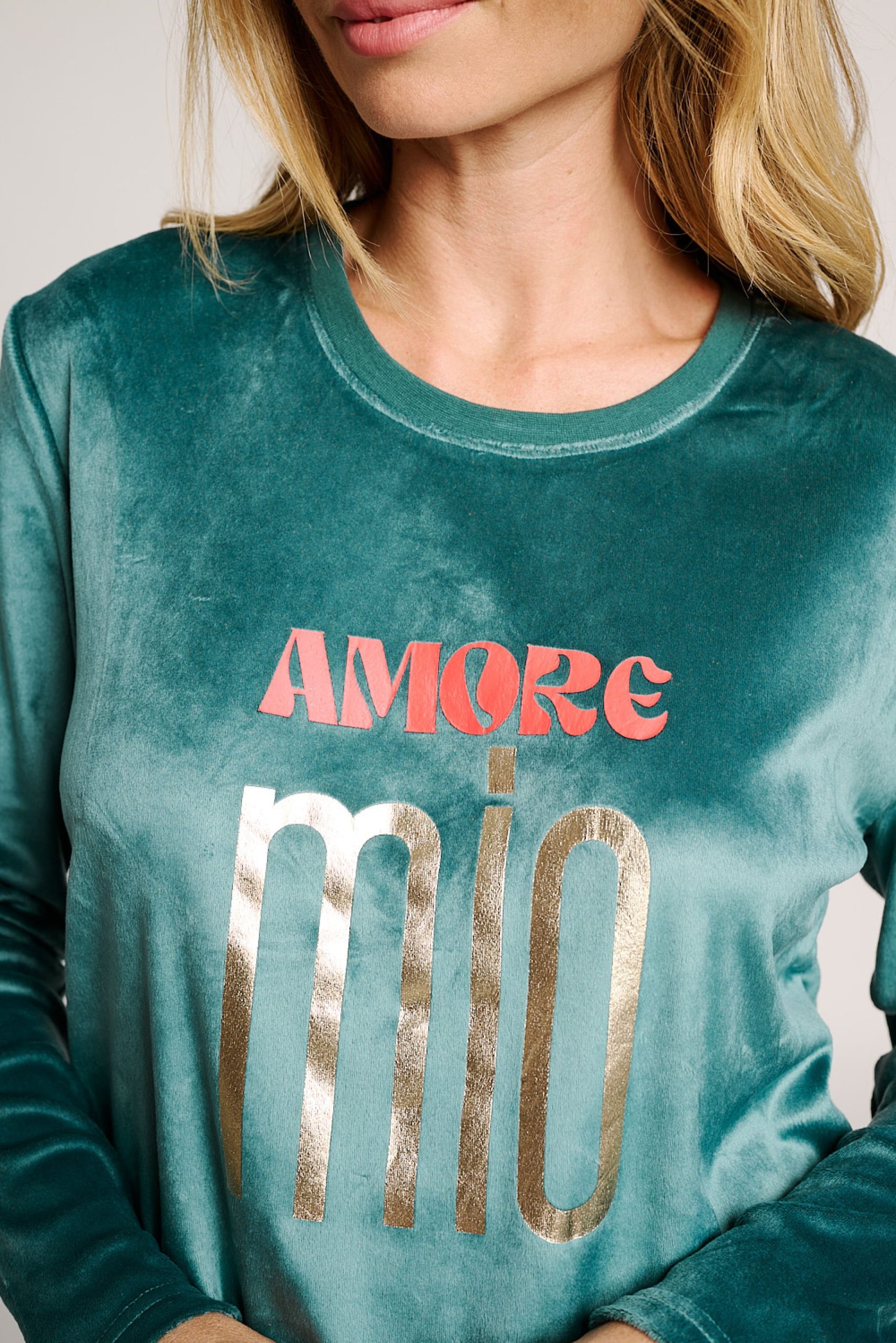 Pigiama in velluto stampato Amore mio | MUYDEMI - immagine 4